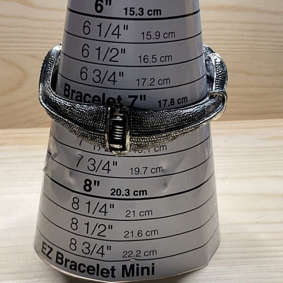 Exotic Tulip Lily Unique Statement Silver Tone Rhinestone Hinged Bangle Bracelet - Picture 8 of 8